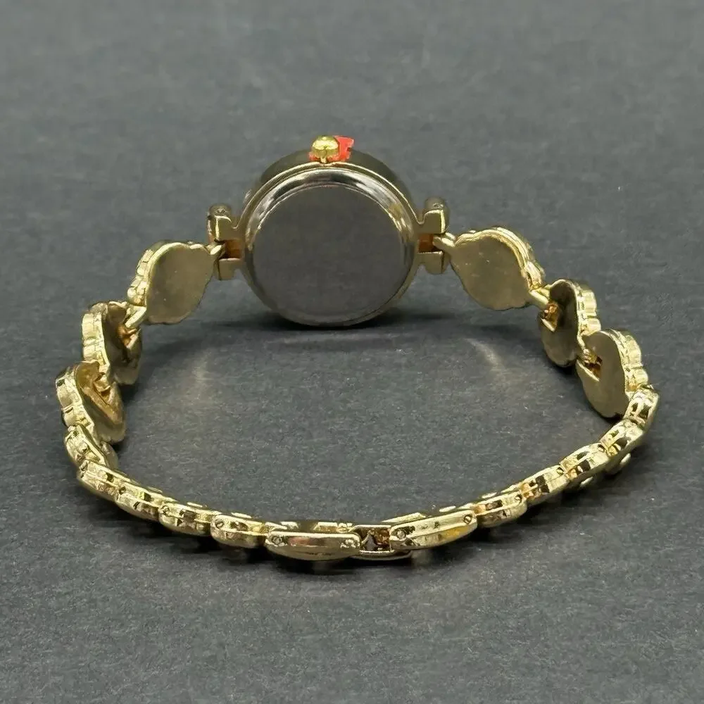 Gold Tone Clover Watch Bracelet Set 2 Pc Faux Emerald Jade Green Rhinestone NEW
